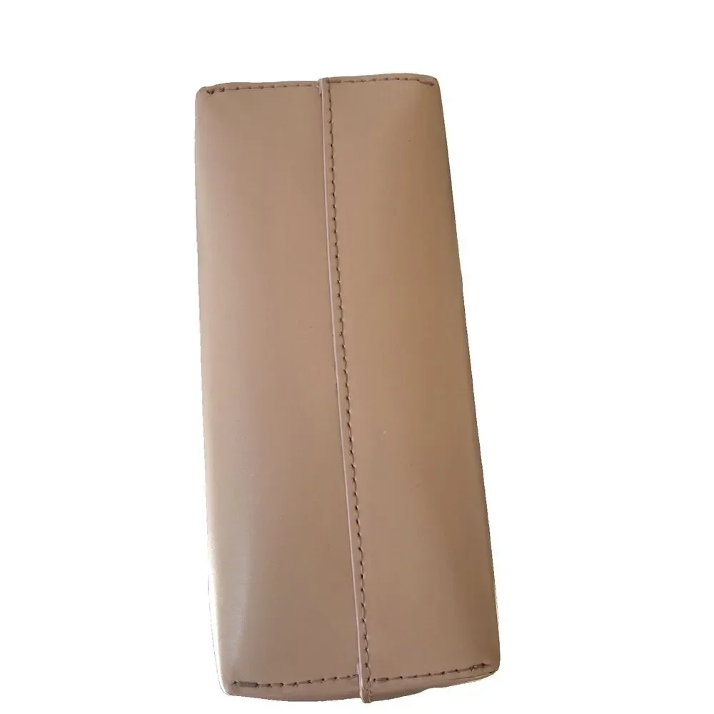 Staud Blush Leather Zipper Pouch Cosmetic Toiletry Bag Travel Wine Suede Lining
